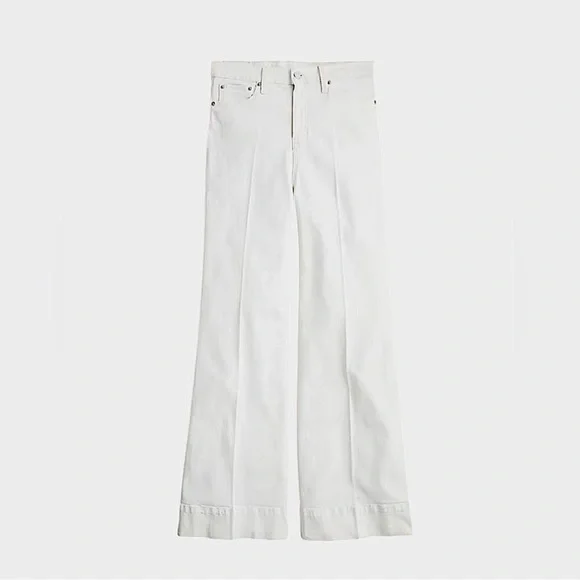 J.Crew The Tall High Rise Wide Leg Denim Trouser in White (31 Tall) - Picture 2 of 9